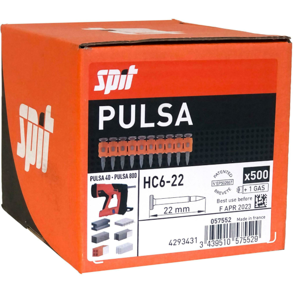 500x Schietnagels 22mm - Spit Pulsa 27, 40, 65 & 800 - HC6/22 - incl drijfstof 057552