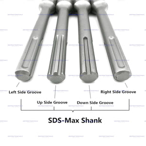 SDS Max bits/betonboren - 4-snijder met stofafvoerkanaal - diverse lengtes en diameters